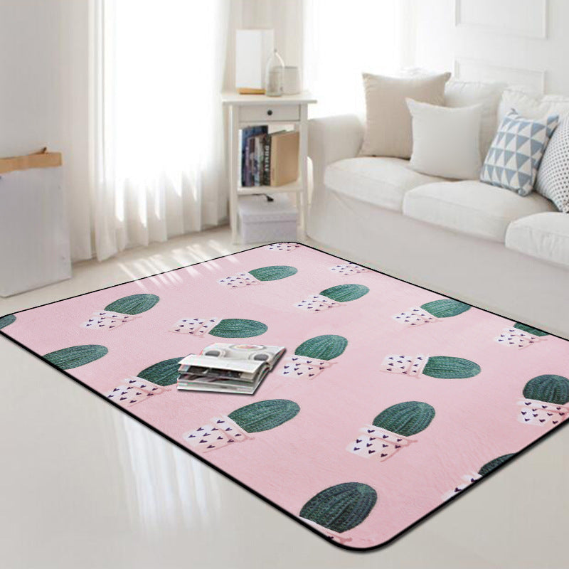 Kids Child's Room Rug in Pink and Green Botanical Cactus Print Rug Polyester Stain-Resistant Area Rug Pink Clearhalo 'Area Rug' 'Rug' 1933682
