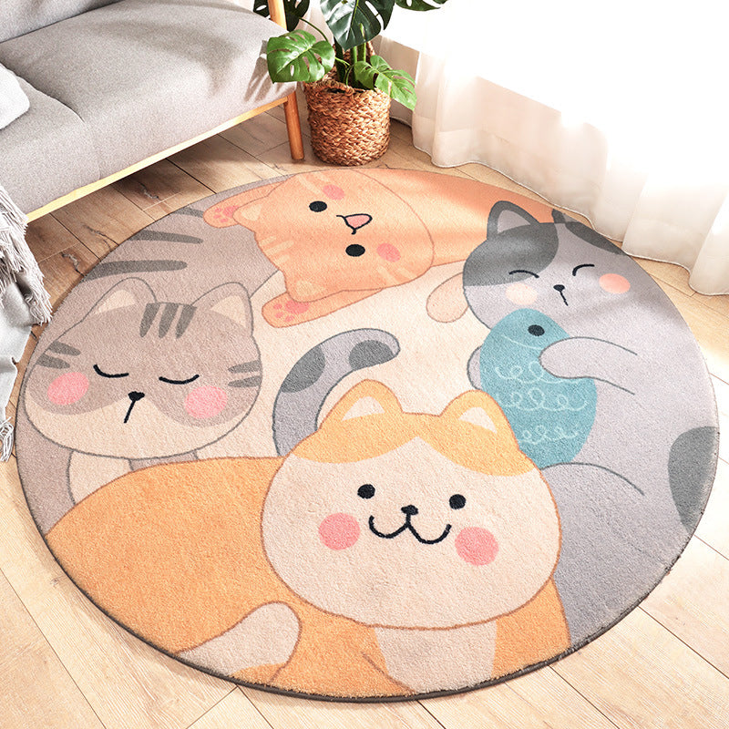 Cute Kids Rug in Orange and Green Animal Cat Panda Train Pattern Rug Polyester Washable Carpet for Children's Room Brown Clearhalo 'Area Rug' 'Rug' 1933688