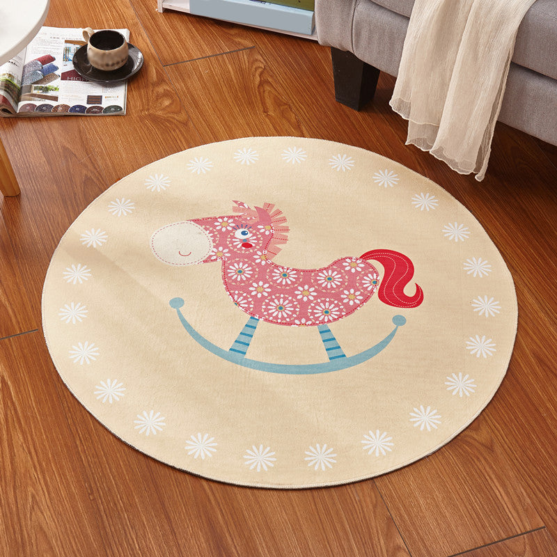 Kids Bedroom Rug in Pink and Purple Animal Horse Bear Print Rug Polyester Stain-Resistant Area Rug Yellow-Red Clearhalo 'Area Rug' 'Rug' 1933689