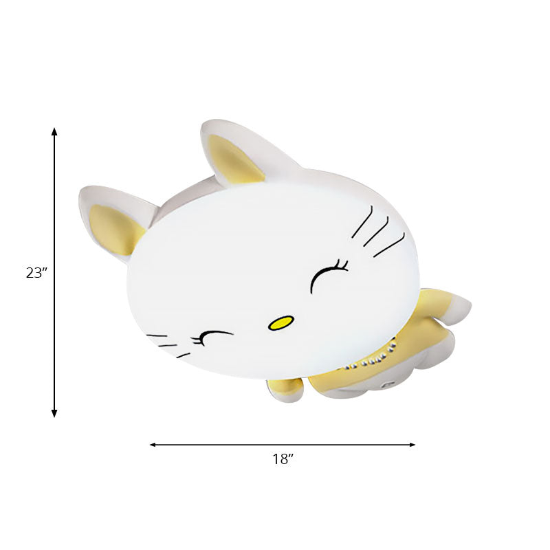 Yellow Smiling Kitten Flush Ceiling Light Animal Acrylic Ceiling Lamp for Child Bedroom Clearhalo 'Ceiling Lights' 'Close To Ceiling Lights' 'Close to ceiling' 'Flush mount' Lighting' 193493