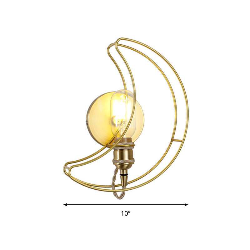 Modern Wire Frame Wall Sconce One Bulb Metallic Wall Light in Gold for Baby Room Bathroom Clearhalo 'Wall Lamps & Sconces' 'Wall Lights' Lighting' 193519