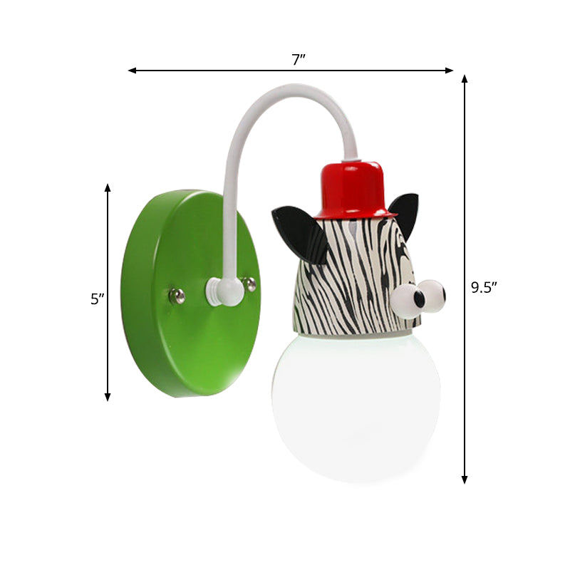 Modern Lovely Zebra Sconce Light Single Head Metal Wall Lamp for Kid Bedroom Clearhalo 'Wall Lamps & Sconces' 'Wall Lights' Lighting' 193527