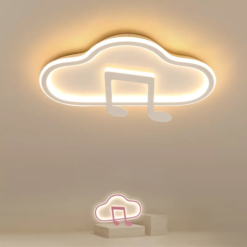 White/Pink Cloud Flush Light Fixture Creative Kids 19.5