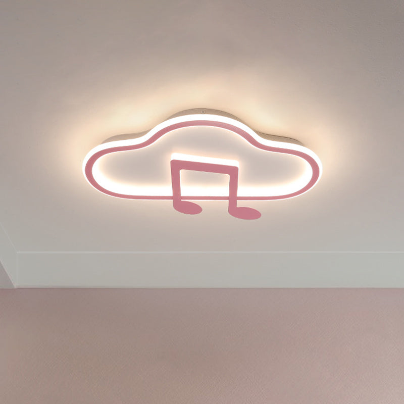 White/Pink Cloud Flush Light Fixture Creative Kids 19.5