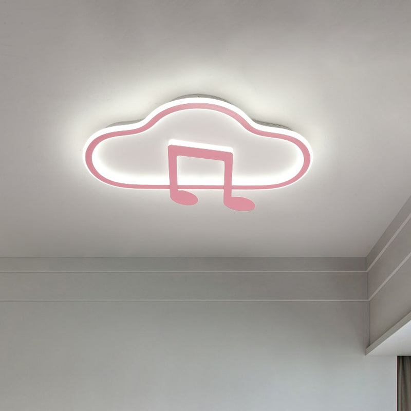 White/Pink Cloud Flush Light Fixture Creative Kids 19.5
