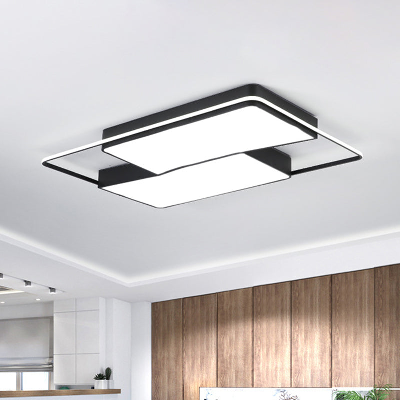 Split Square/Rectangle Bedroom Flushmount Acrylic Modernist LED Ceiling Light in Black with/without Remote Black Without Remote Rectangle Clearhalo 'Ceiling Lights' 'Close To Ceiling Lights' 'Close to ceiling' 'Flush mount' Lighting' 1935552