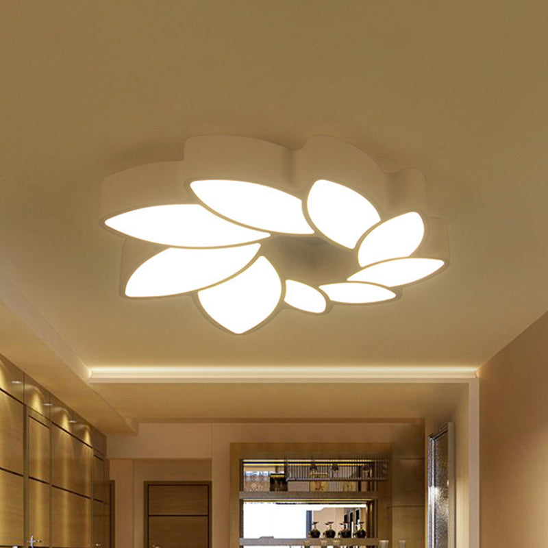 White Wreath Shaped Flush Mount Minimalism LED Acrylic Ceiling Lighting in Warm/White/3 Color Light for Living Room Clearhalo 'Ceiling Lights' 'Close To Ceiling Lights' 'Close to ceiling' 'Flush mount' Lighting' 1935564