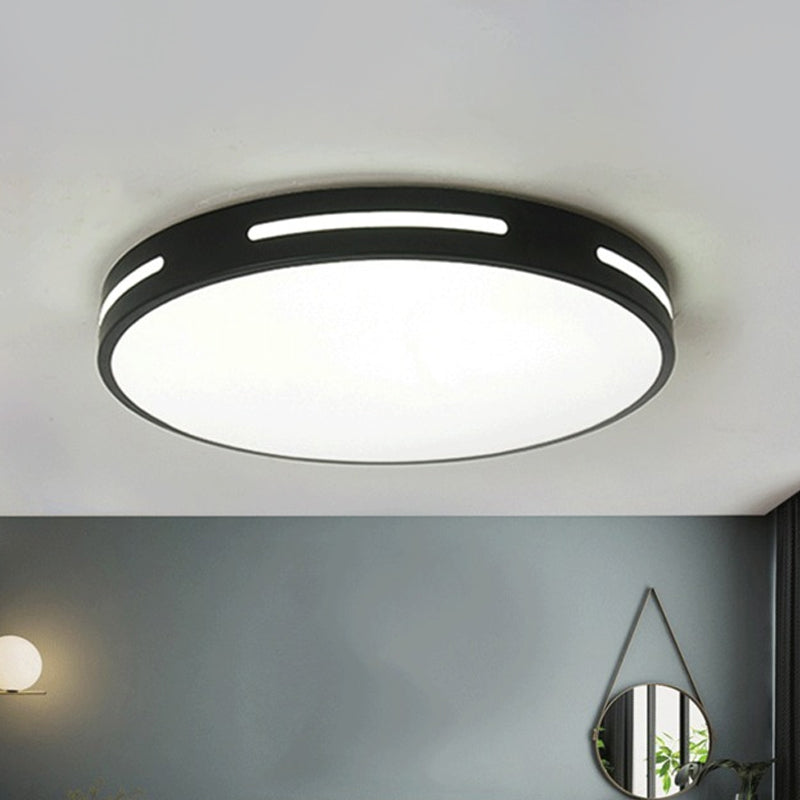 Round Ultra-Thin Bedroom Ceiling Lamp Acrylic Minimalist LED Flush Mount Lighting in Black/White, 9