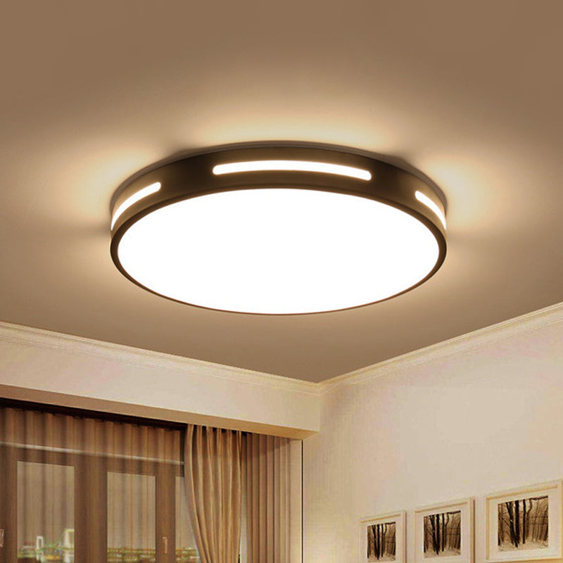 Round Ultra-Thin Bedroom Ceiling Lamp Acrylic Minimalist LED Flush Mount Lighting in Black/White, 9