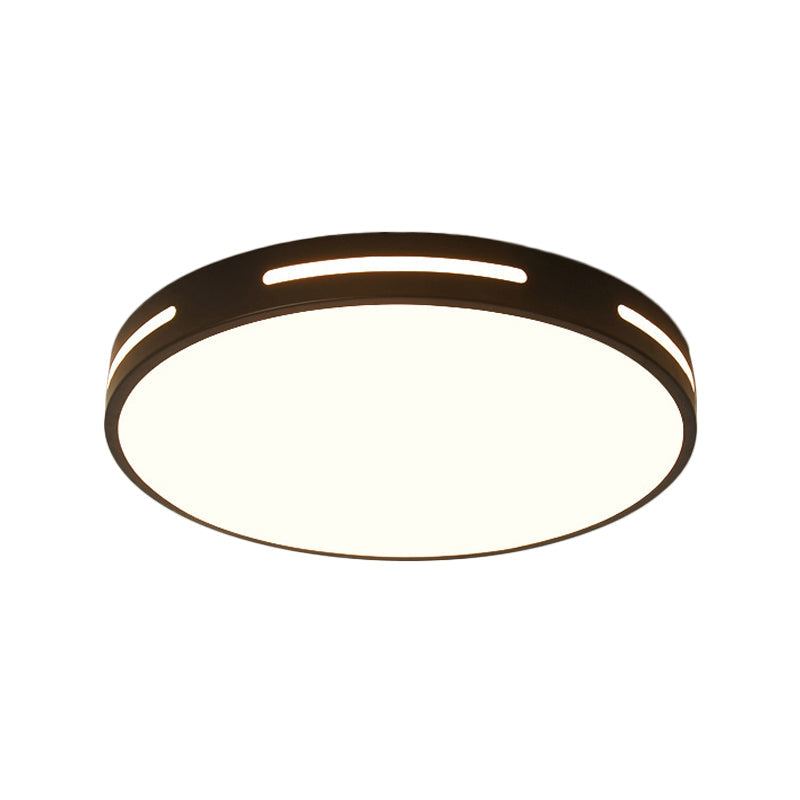 Round Ultra-Thin Bedroom Ceiling Lamp Acrylic Minimalist LED Flush Mount Lighting in Black/White, 9