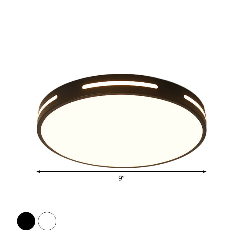 Round Ultra-Thin Bedroom Ceiling Lamp Acrylic Minimalist LED Flush Mount Lighting in Black/White, 9