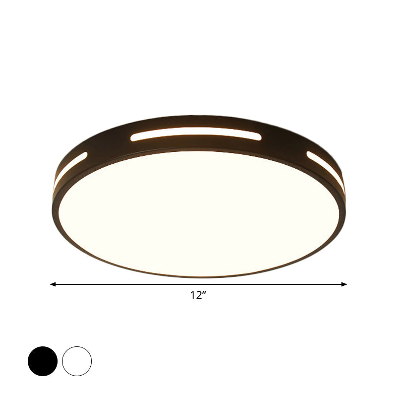 Round Ultra-Thin Bedroom Ceiling Lamp Acrylic Minimalist LED Flush Mount Lighting in Black/White, 9