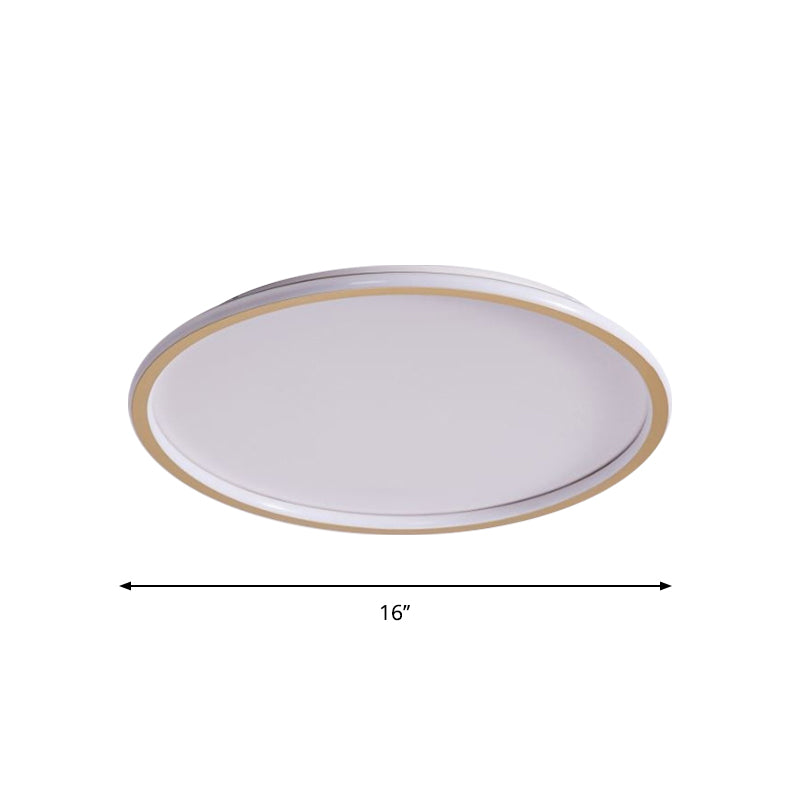 Disc Thin Ceiling Light Fixture Simple Style Metal Living Room LED Flushmount Lighting in Gold, 12