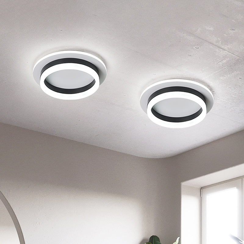 Round/Square Flush Ceiling Light Minimalistic Acrylic Black/White LED Flushmount Lighting in Warm/White Light for Bedroom Clearhalo 'Ceiling Lights' 'Close To Ceiling Lights' 'Close to ceiling' 'Flush mount' Lighting' 1935695