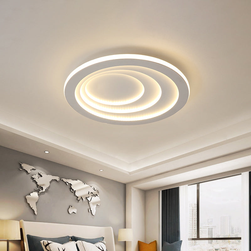 White Rippling Ceiling Flush Mount Minimalist LED Acrylic Flush Light in Warm/White Light, 16