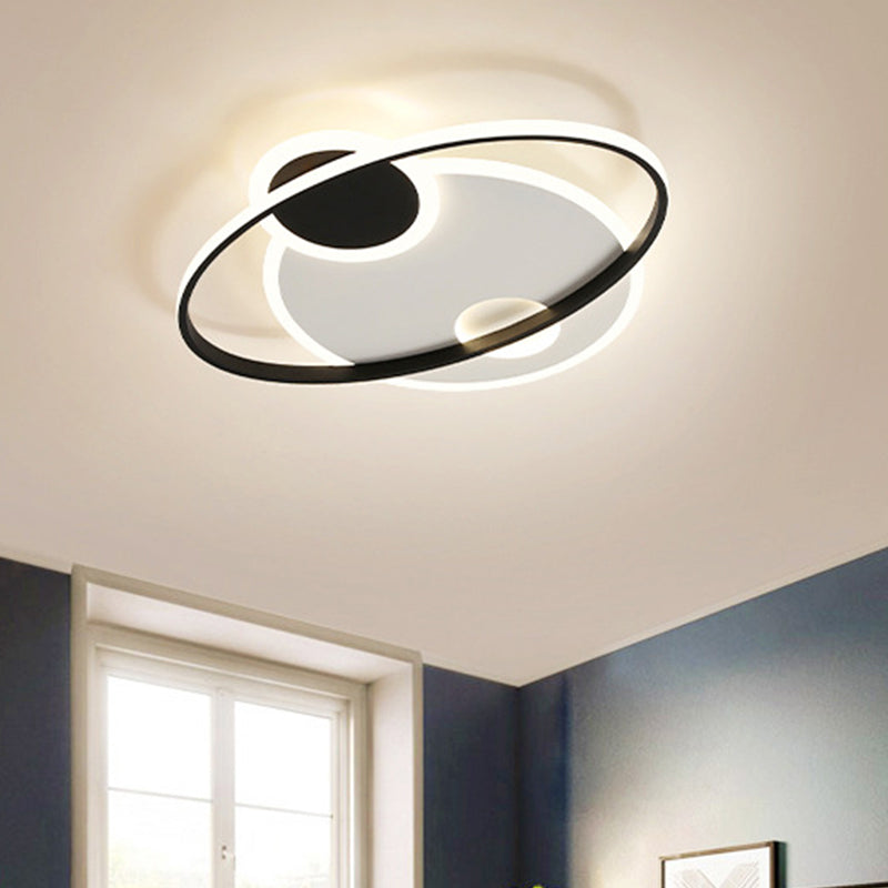 Black and White Orbit Flushmount Modern 19