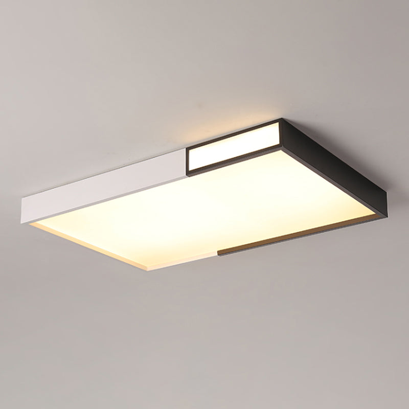 Minimalist Integrated LED Flush Light Black-White Splicing Round/Square/Rectangle Ceiling Mount Lamp with Acrylic Shade, Warm/White Light Clearhalo 'Ceiling Lights' 'Close To Ceiling Lights' 'Close to ceiling' 'Flush mount' Lighting' 1936139