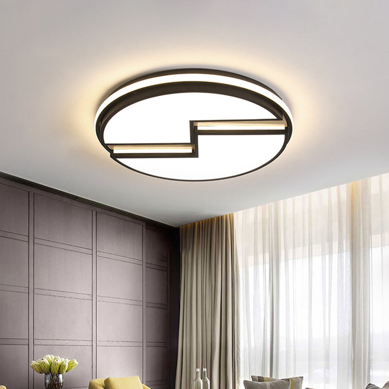 Acrylic Round Cracked Flush Mount Lamp Minimalist LED Black Ceiling Light in White/3 Color Light for Bedroom Black Clearhalo 'Ceiling Lights' 'Close To Ceiling Lights' 'Close to ceiling' 'Flush mount' Lighting' 1936166