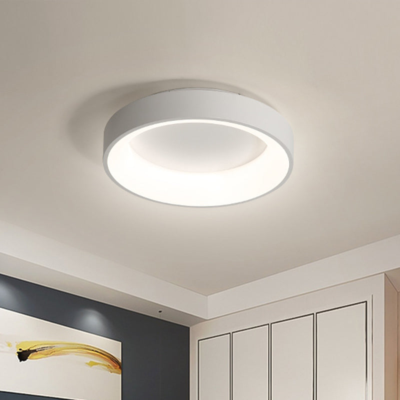 Circular Iron Flush Ceiling Light Nordic Grey/White LED Flushmount Lighting for Bedroom, 18