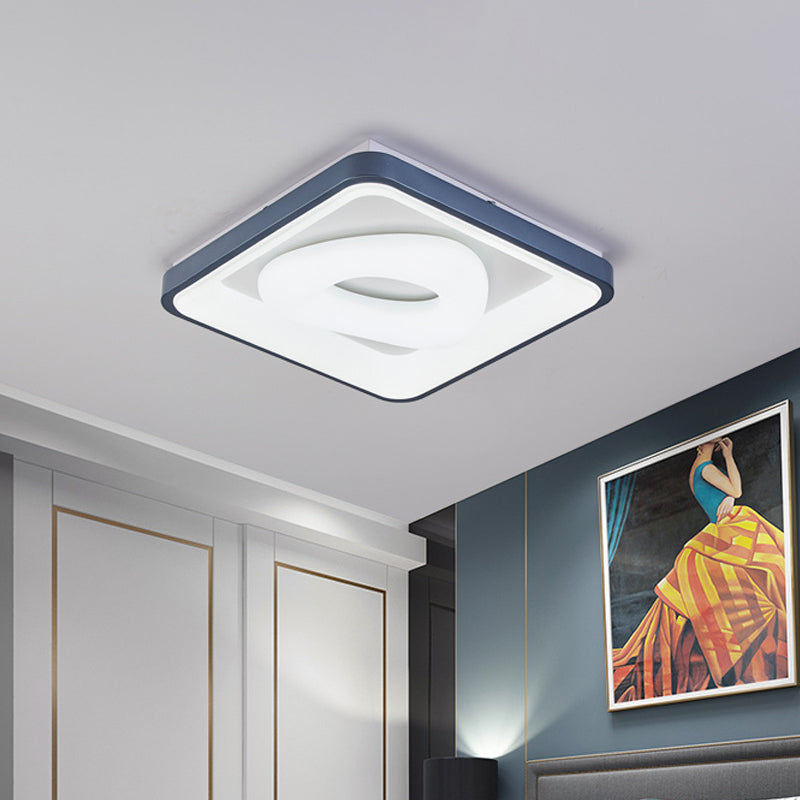 Acrylic Triangular Flush-Mount Light Modern LED Ceiling Lighting with Round/Square Frame in Blue Blue Square Clearhalo 'Ceiling Lights' 'Close To Ceiling Lights' 'Close to ceiling' 'Flush mount' Lighting' 1936228