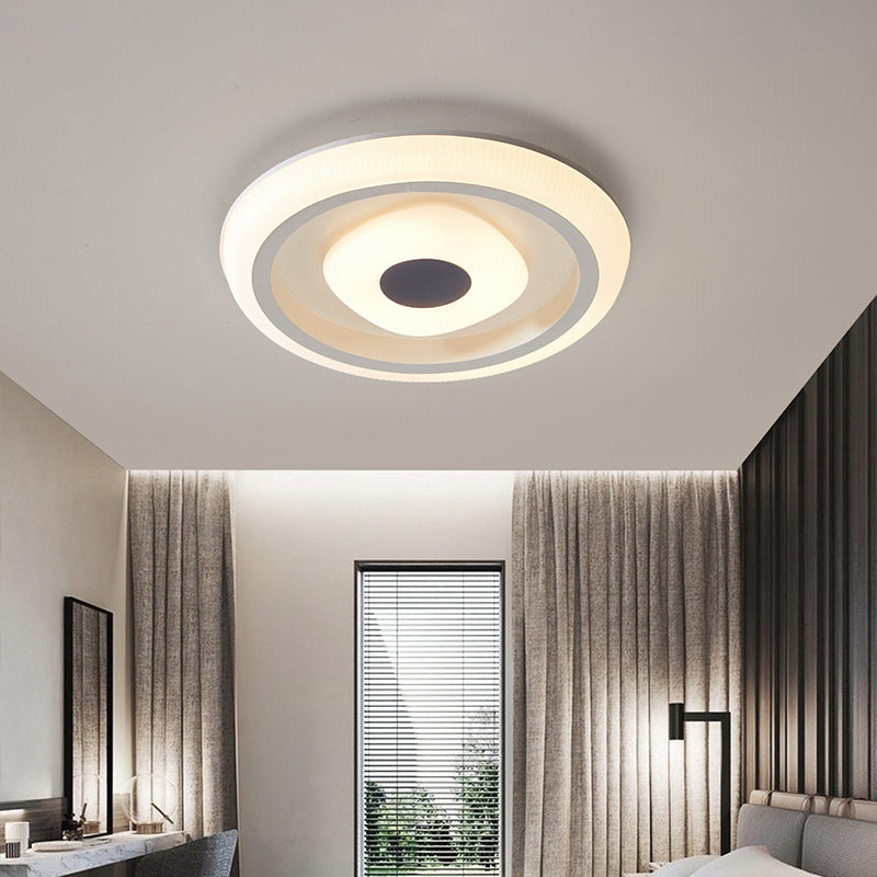 White Square/Round LED Ceiling Lamp Minimalism Acrylic Flush Mount Fixture with Inner Shade for Hotel White Round Clearhalo 'Ceiling Lights' 'Close To Ceiling Lights' 'Close to ceiling' 'Flush mount' Lighting' 1936232