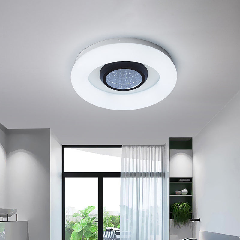 Circular Acrylic Flush Mount Ceiling Light Minimalist Silver/Grey/Black LED Flush Mounted Lighting for Hotel Black Clearhalo 'Ceiling Lights' 'Close To Ceiling Lights' 'Close to ceiling' 'Flush mount' Lighting' 1936254