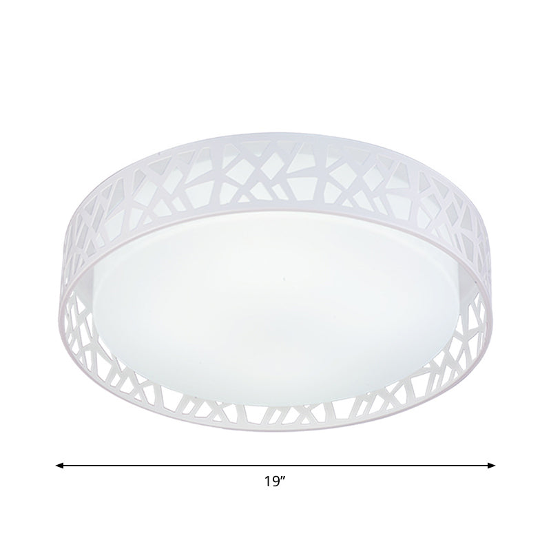 Drum Acrylic Flush Mount Lighting Modern White LED Ceiling Lamp with Nest Shaped Frame Clearhalo 'Ceiling Lights' 'Close To Ceiling Lights' 'Close to ceiling' 'Flush mount' Lighting' 1936305