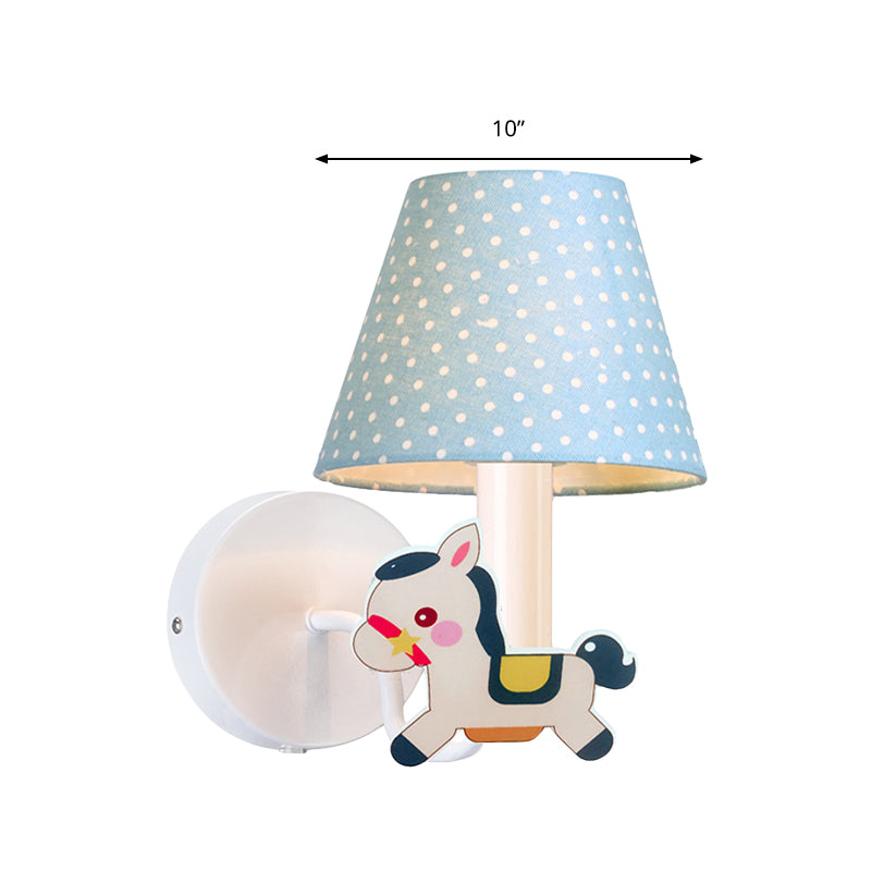 Nursing Room Pony Wall Light with Dot Shade Metal 1 Light Cartoon Sconce Lighting Clearhalo 'Wall Lamps & Sconces' 'Wall Lights' Lighting' 193673