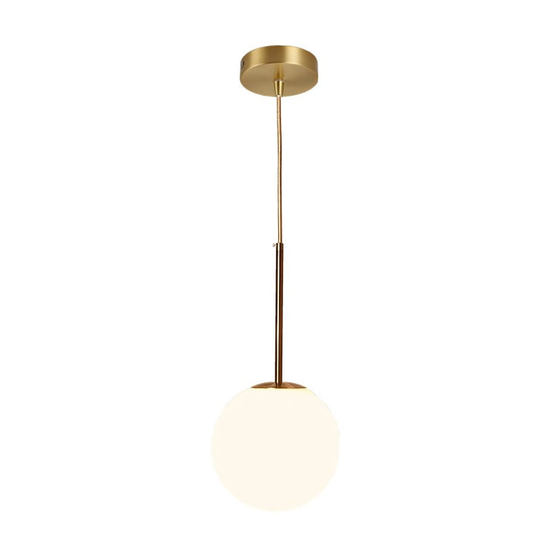 Simple Ball Shaped Drop Pendant White Glass 1 Light 6