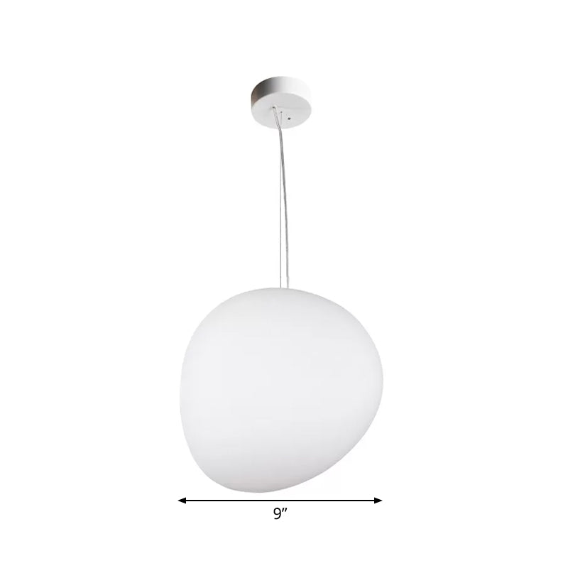 Floating Pebble Dining Room Pendant Lamp Cream Glass 1 Head Minimalist Hanging Ceiling Light in White, 9