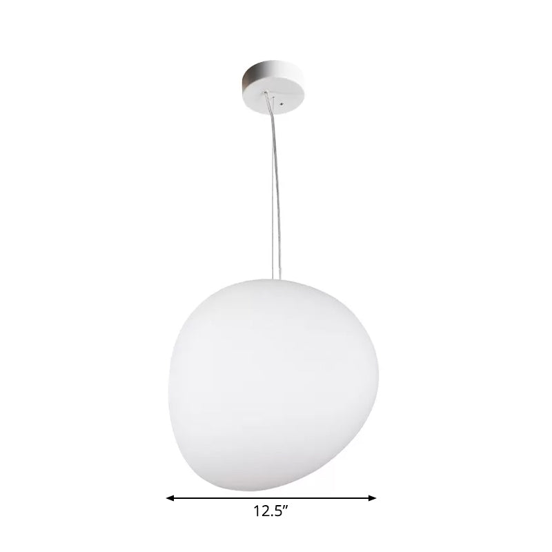 Floating Pebble Dining Room Pendant Lamp Cream Glass 1 Head Minimalist Hanging Ceiling Light in White, 9