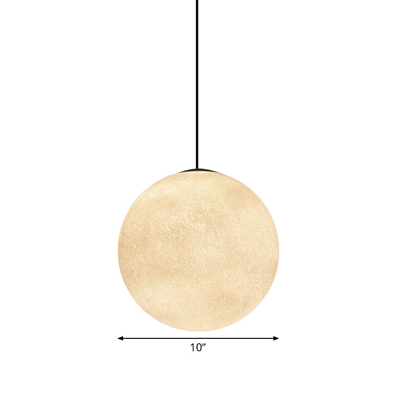White Glass Super Moon Pendulum Light Romantic Modern 1-Light Ceiling Hang Lamp, 10