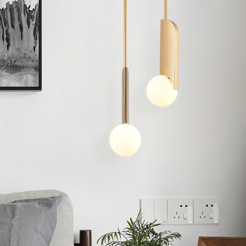 Creative Postmodern Ball Pendant Lamp Cream Glass 1/3-Bulb Dining Table Suspension Light in Gold Clearhalo 'Ceiling Lights' 'Modern Pendants' 'Modern' 'Pendant Lights' 'Pendants' Lighting' 1936863