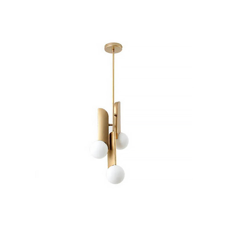 Creative Postmodern Ball Pendant Lamp Cream Glass 1/3-Bulb Dining Table Suspension Light in Gold Clearhalo 'Ceiling Lights' 'Modern Pendants' 'Modern' 'Pendant Lights' 'Pendants' Lighting' 1936870