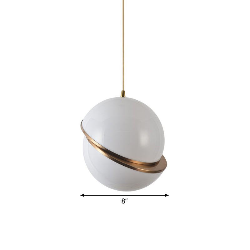 Sliced Sphere Gallery Hanging Lamp Frosted White Glass 8