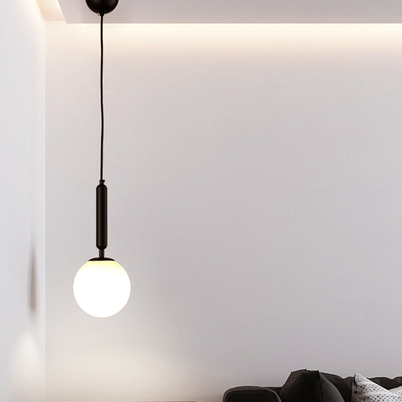 Ball Bedroom Down Lighting Pendant Clear Water/White Glass 1 Bulb Postmodern Hanging Light in Black/Gold Black White Clearhalo 'Ceiling Lights' 'Modern Pendants' 'Modern' 'Pendant Lights' 'Pendants' Lighting' 1936915