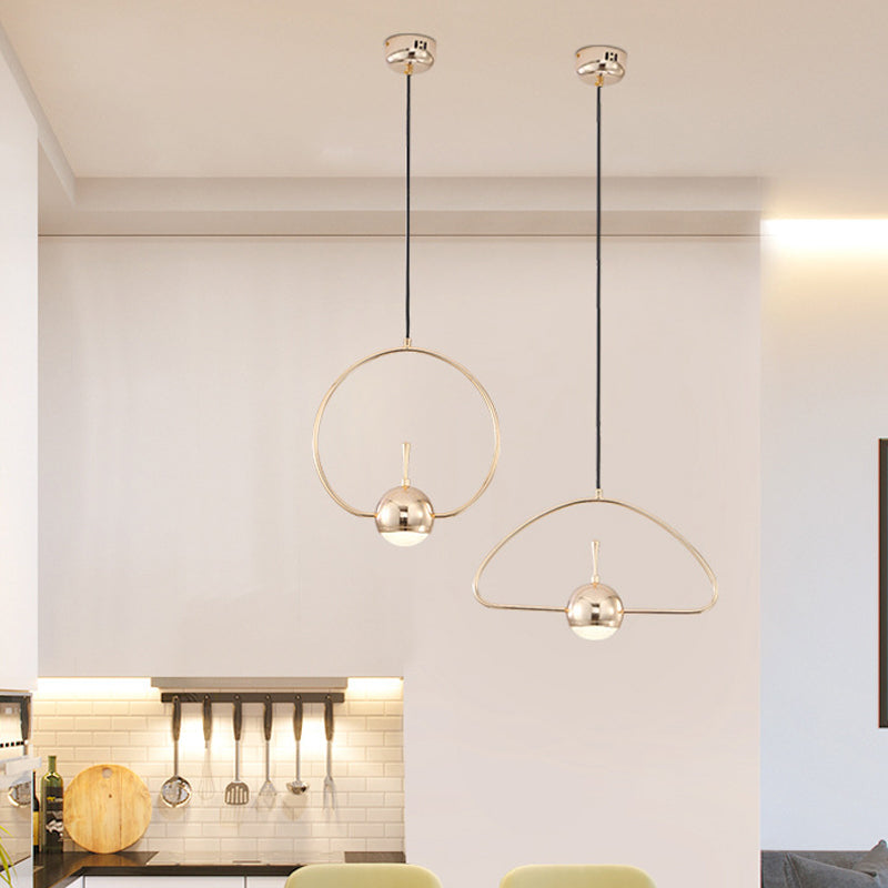 Minimalist LED Pendant Ceiling Light Rose Gold Round/Triangle/Rectangle Down Lighting with Dome Acrylic Shade Clearhalo 'Ceiling Lights' 'Modern Pendants' 'Modern' 'Pendant Lights' 'Pendants' Lighting' 1936960