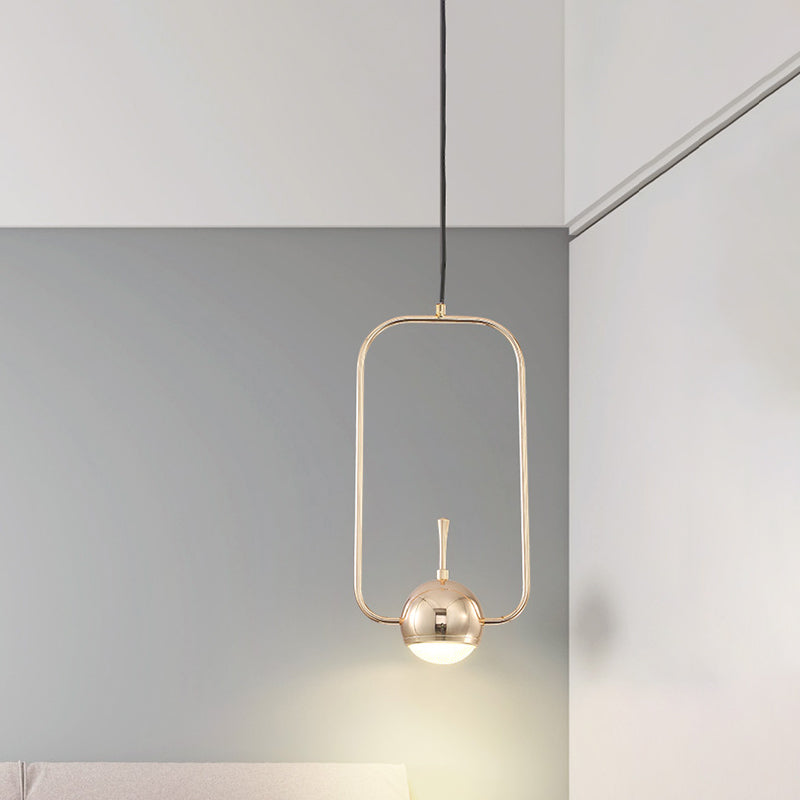 Minimalist LED Pendant Ceiling Light Rose Gold Round/Triangle/Rectangle Down Lighting with Dome Acrylic Shade Rose Gold A Clearhalo 'Ceiling Lights' 'Modern Pendants' 'Modern' 'Pendant Lights' 'Pendants' Lighting' 1936970