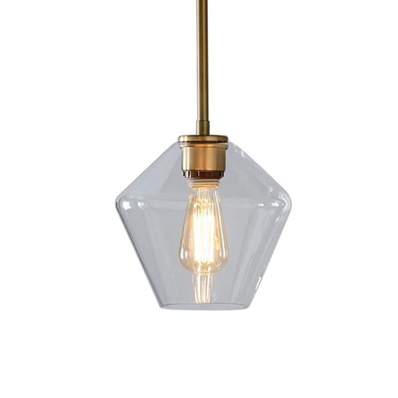 Postmodern Gyro/Gem/Diamond Pendant Light Clear Glass 1-Light Restaurant Hanging Ceiling Light in Gold Clearhalo 'Ceiling Lights' 'Modern Pendants' 'Modern' 'Pendant Lights' 'Pendants' Lighting' 1937040