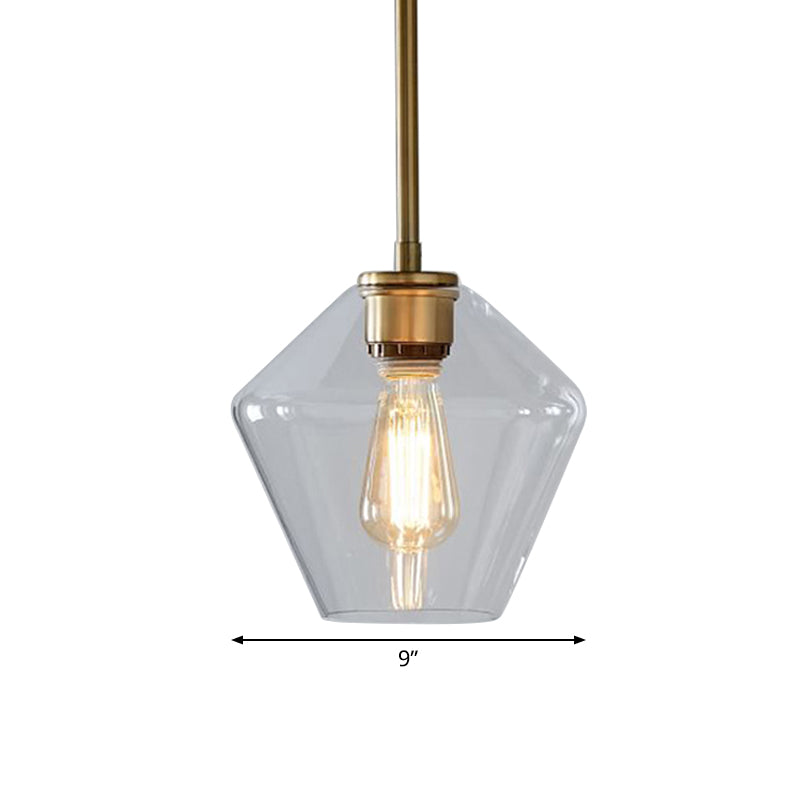 Postmodern Gyro/Gem/Diamond Pendant Light Clear Glass 1-Light Restaurant Hanging Ceiling Light in Gold Clearhalo 'Ceiling Lights' 'Modern Pendants' 'Modern' 'Pendant Lights' 'Pendants' Lighting' 1937042