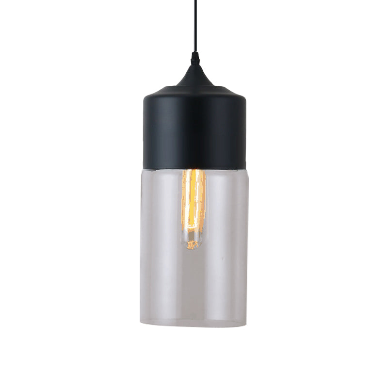 1 Light Restaurant Down Lighting Modern Black Pendant Lamp with Jar Clear Glass Shade Clearhalo 'Ceiling Lights' 'Modern Pendants' 'Modern' 'Pendant Lights' 'Pendants' Lighting' 1937141