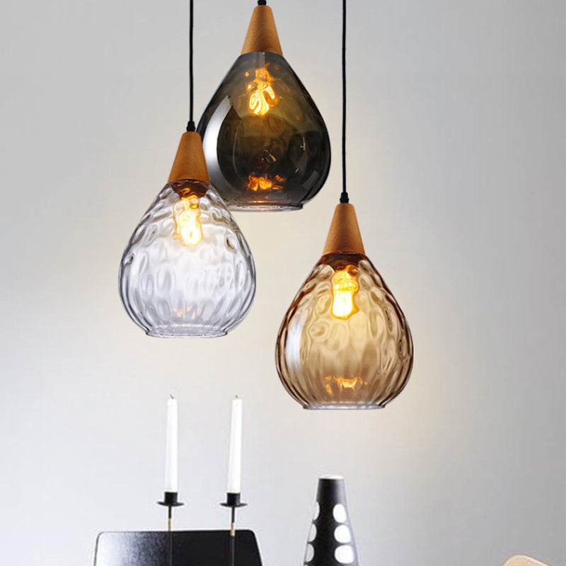 Wood Teardrop Pendant Light Fixture Modern 6