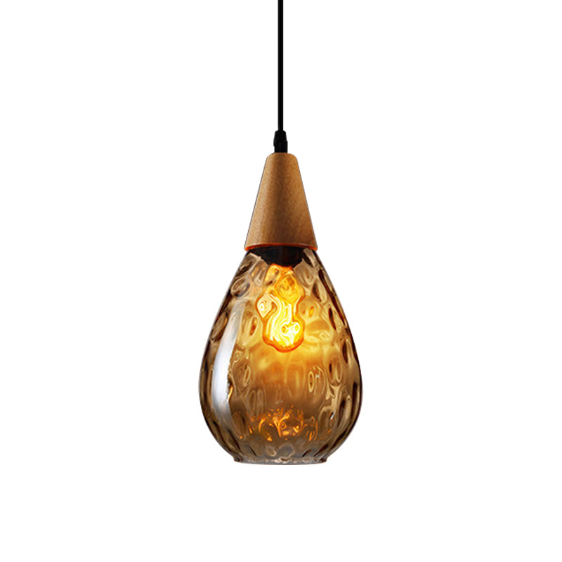 Wood Teardrop Pendant Light Fixture Modern 6