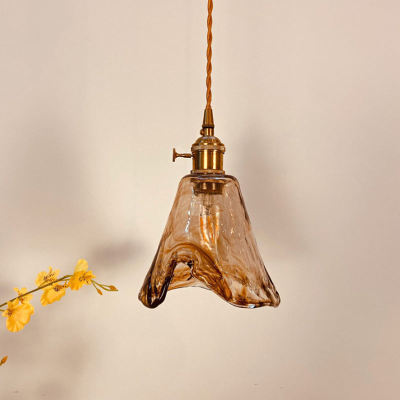 Trapezoid/Cone/Cuboid Hanging Light Modernist Amber Alabaster Glass 1 Light Brass Down Lighting Pendant for Dining Room Clearhalo 'Ceiling Lights' 'Glass shade' 'Glass' 'Modern Pendants' 'Modern' 'Pendant Lights' 'Pendants' Lighting' 1937159