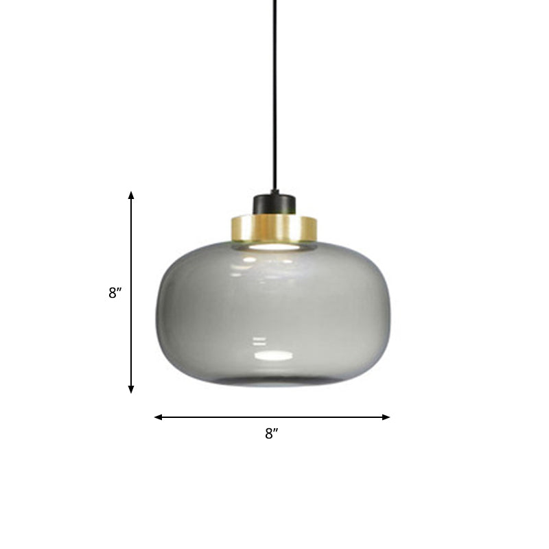 Ellipse Down Lighting Pendant Modern Smoke Grey Glass Living Room Pendulum Light in Warm/White/Natural Light Clearhalo 'Ceiling Lights' 'Glass shade' 'Glass' 'Modern Pendants' 'Modern' 'Pendant Lights' 'Pendants' Lighting' 1937225