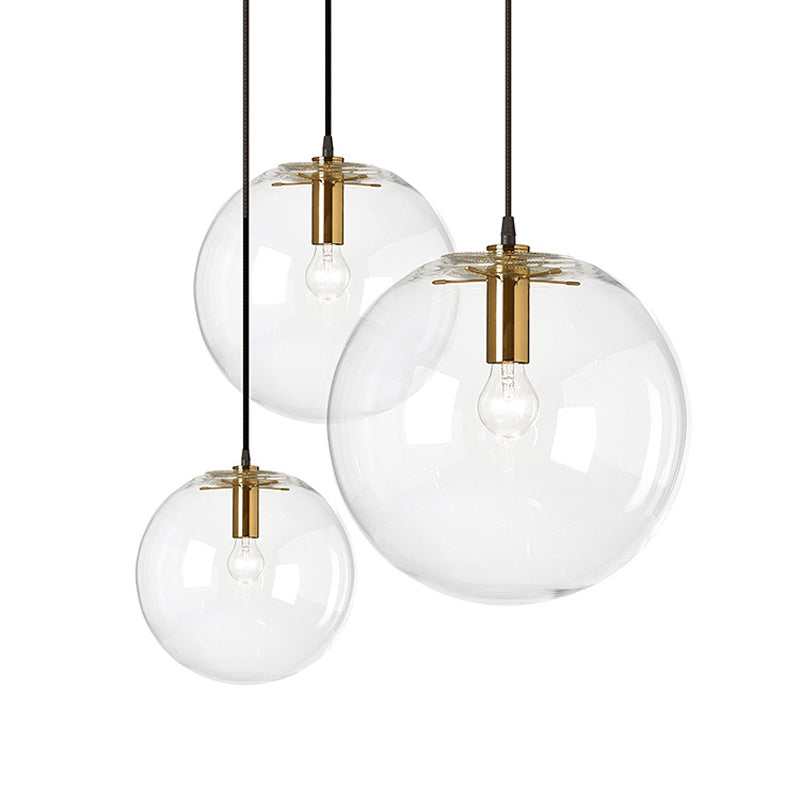 Brass Bubble Ball Pendant Lighting Minimalist 1-Light Clear Glass Ceiling Hang Lamp, 8