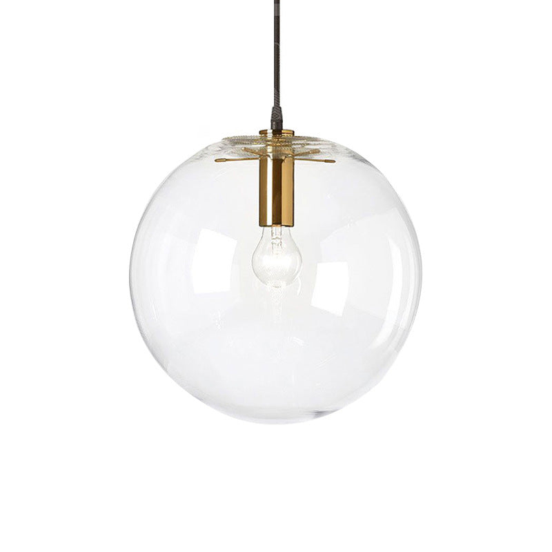 Brass Bubble Ball Pendant Lighting Minimalist 1-Light Clear Glass Ceiling Hang Lamp, 8