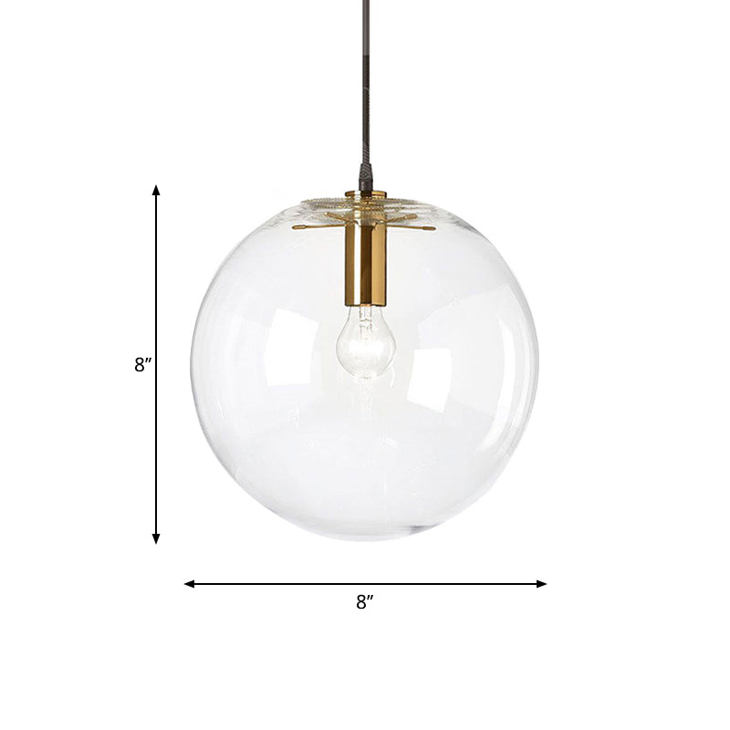 Brass Bubble Ball Pendant Lighting Minimalist 1-Light Clear Glass Ceiling Hang Lamp, 8