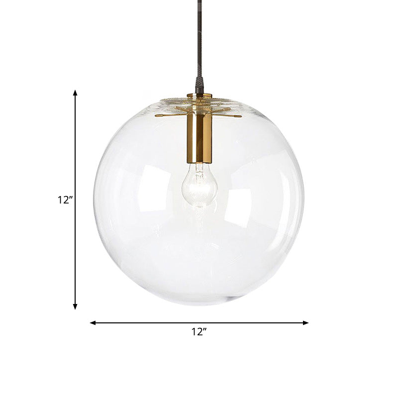 Brass Bubble Ball Pendant Lighting Minimalist 1-Light Clear Glass Ceiling Hang Lamp, 8