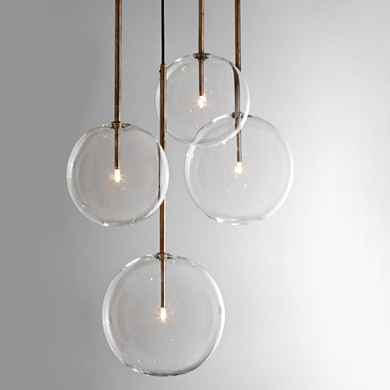 Clear Glass Globe Suspension Lighting Minimalist 6